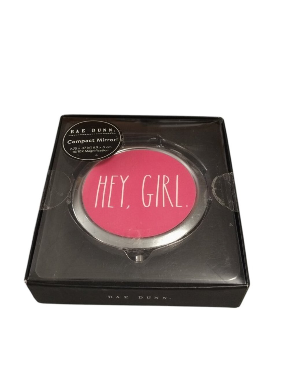 Rae Dunn  "Hey, Girl" Compact Mirror 1X/10X Magnification 2.75 X .37 Inches NIB